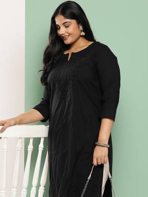 Black embroidered cotton ethnic-kurtis 1