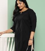 Black embroidered cotton ethnic-kurtis