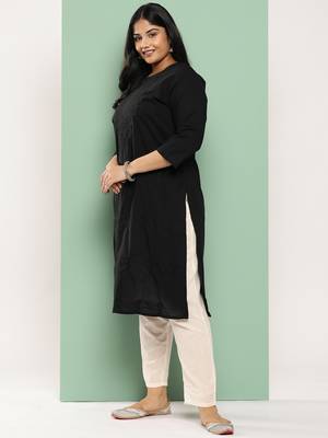 Black embroidered cotton ethnic-kurtis 2