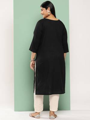 Black embroidered cotton ethnic-kurtis 3