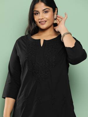 Black embroidered cotton ethnic-kurtis 4