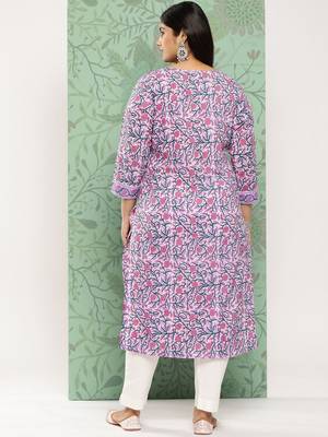 Lavender printed cotton ethnic-kurtis 3