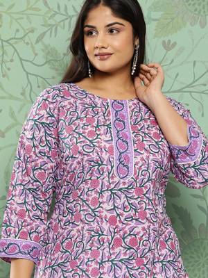 Lavender printed cotton ethnic-kurtis 4
