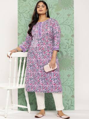 Lavender printed cotton ethnic-kurtis 5