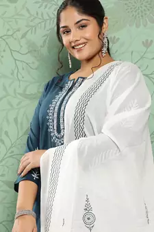 White plain cotton ethnic-kurtis