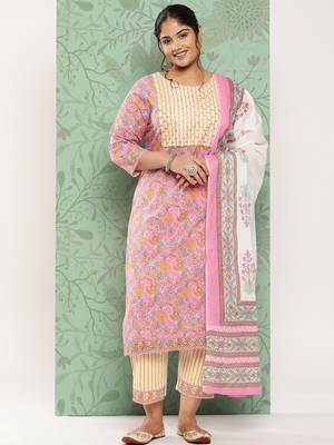Pink embroidered cotton ethnic-kurtis 1