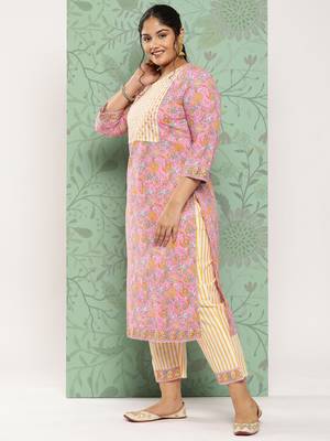 Pink embroidered cotton ethnic-kurtis 2