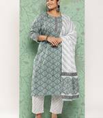 Green printed cotton ethnic-kurtis