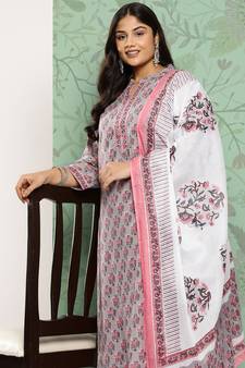 Peach embroidered cotton ethnic-kurtis