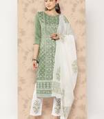 Green printed viscose rayon ethnic-kurtis