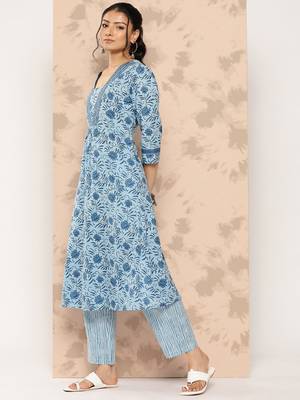 Blue printed cotton ethnic-kurtis 2