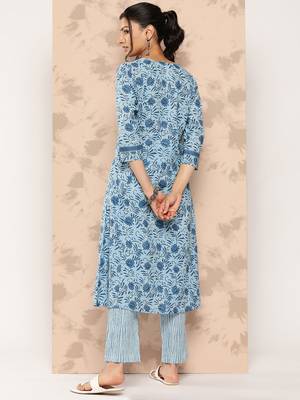Blue printed cotton ethnic-kurtis 3