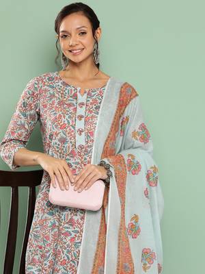 Blue printed cotton ethnic-kurtis 1