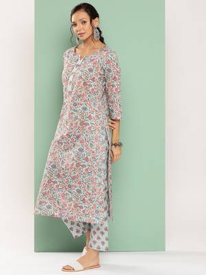 Blue printed cotton ethnic-kurtis 3