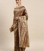 Maroon Woven Banarasi silk blend Saree With Blouse