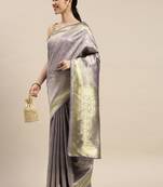Lavender Woven Banarasi silk blend Saree With Blouse