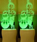 Natkhat Kanha With Matki 3D Illusion LED Plug & Play Wall Lamp, Pack Of 2