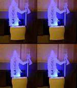 3D Illusion Mahadev Shadow With Trident LED Plug & Play Wall Lamp , Pack Of 4