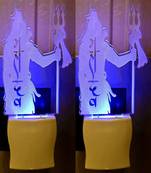 3D Illusion Mahadev Shadow With Trident LED Plug & Play Wall Lamp, Pack Of 2