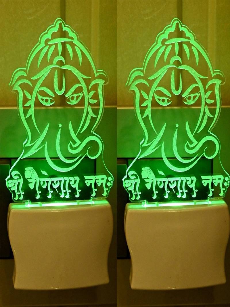 Acrylic 3D Illusion Shri Ganeshay Namah LED Plug & Play Wall Lamp