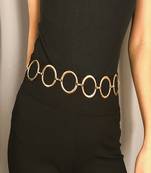 AQUASTREET Golden O Ring Chain Metallic Belt /Waist Band For Women And Girls