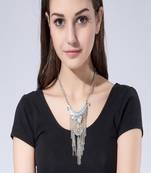 AQUASTREET Silver Toned  Blue Silver Plated Afghan Necklace