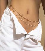 AQUASTREET Gold Plated  White Layered Waist Chain