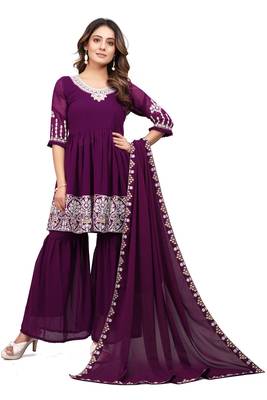 Women Kurta, Sharara and Dupatta Set Georgette 1