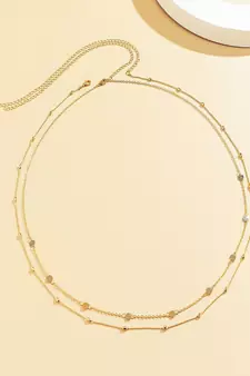 AQUASTREET Gold Toned Dual Strand Golden Alloy Waist Chain for Women