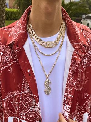 AQUASTREET Men Gold Toned Layered Necklace 1