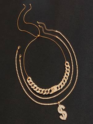 AQUASTREET Men Gold Toned Layered Necklace 3