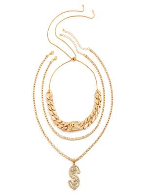 AQUASTREET Men Gold Toned Layered Necklace 5