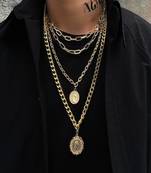 AQUASTREET Men Gold Toned Gold Plated Layered Necklace