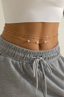 AQUASTREET Minimalist Gold Plated 3 Layered Waist Chain for Women