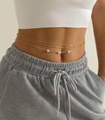 AQUASTREET Minimalist Gold Plated 3 Layered Waist Chain for Women