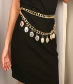 AQUASTREET Multi layered Golden Coin drops Alloy Waist Chain/ Belt