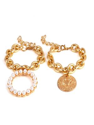 AQUASTREET Women 2 Gold Plated Charm Bracelets 1