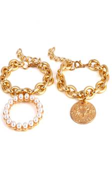 AQUASTREET Women 2 Gold Plated Charm Bracelets