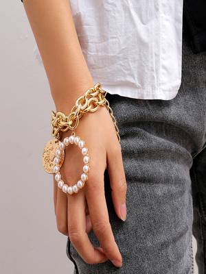 AQUASTREET Women 2 Gold Plated Charm Bracelets 5