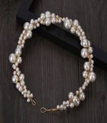 AQUASTREET Women White  Gold Toned Faux Pearls Embellished Tiara