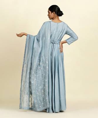 Dusty Blue Anarkali Set 4