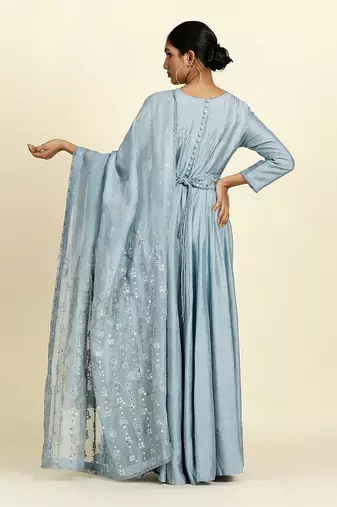 Dusty Blue Anarkali Set