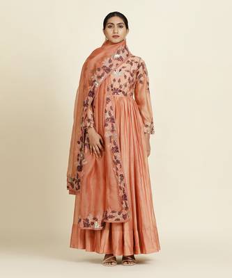 Peach Anarkali Set 1