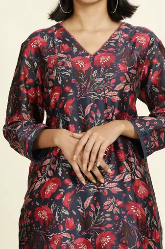 Navy Blue Kurti Set