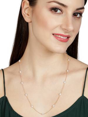 AQUASTREET Silver Plated  White Oval Pearl Necklace 1