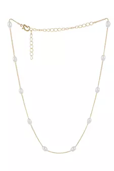 AQUASTREET Silver Plated  White Oval Pearl Necklace