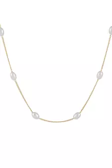 AQUASTREET Silver Plated  White Oval Pearl Necklace