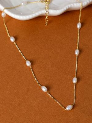 AQUASTREET Silver Plated  White Oval Pearl Necklace 4