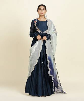 Navy Blue Anarkali Set 1