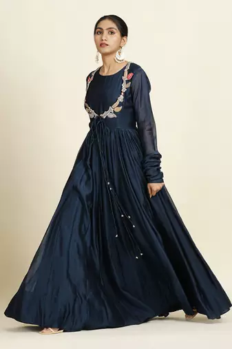 Navy Blue Anarkali Set